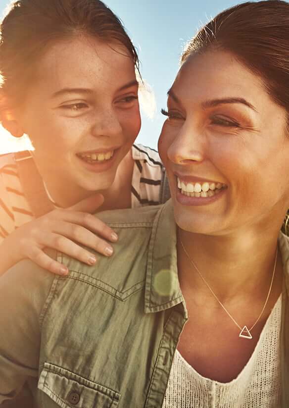 happy mother and daughter
