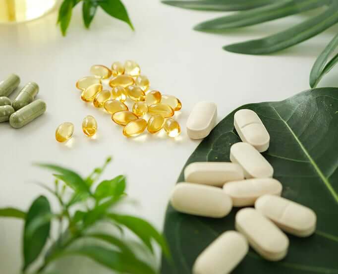 assorted supplements laid out