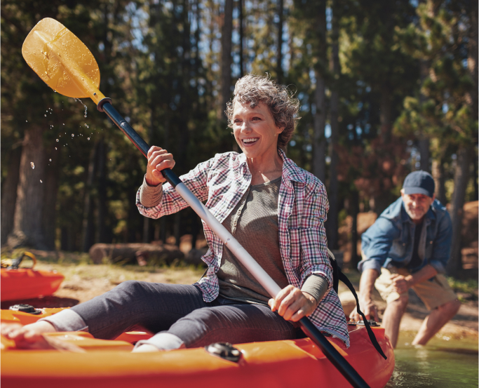 senior woman kayaking