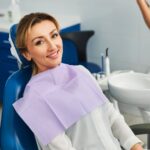 Woman smiling at the dentist