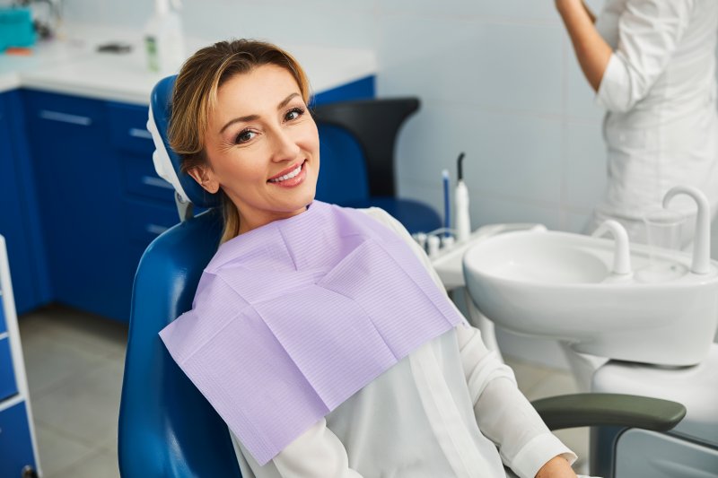 Woman smiling at the dentist
